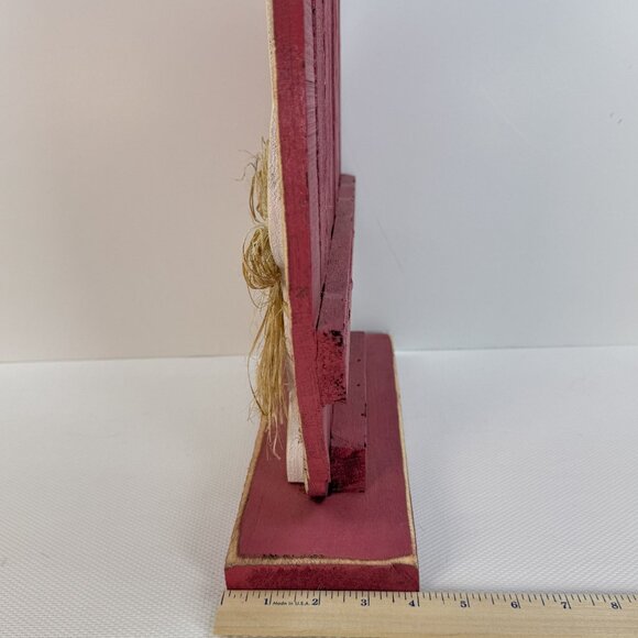 Handcrafted Wooden Easter Bunny Table Decor With Rustic Pink & White Finish 19" - Picture 9 of 9